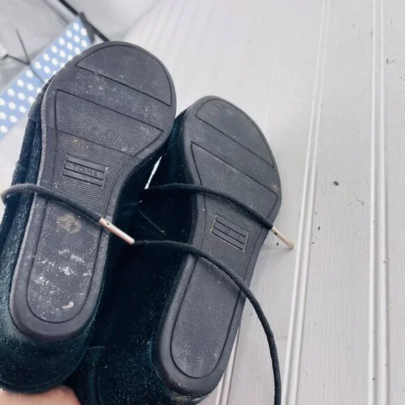 TOMS Womens Black Suede Lace-Up Ankle Booties Wedge Size 9 - Picture 2 of 4